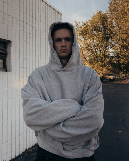 HEATHER GREY STONEWASHED HOODIE